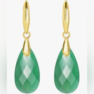 Gorgeous upscale Neiman Marcus 18KT Gold Vermeil Aventurine Drop earrings